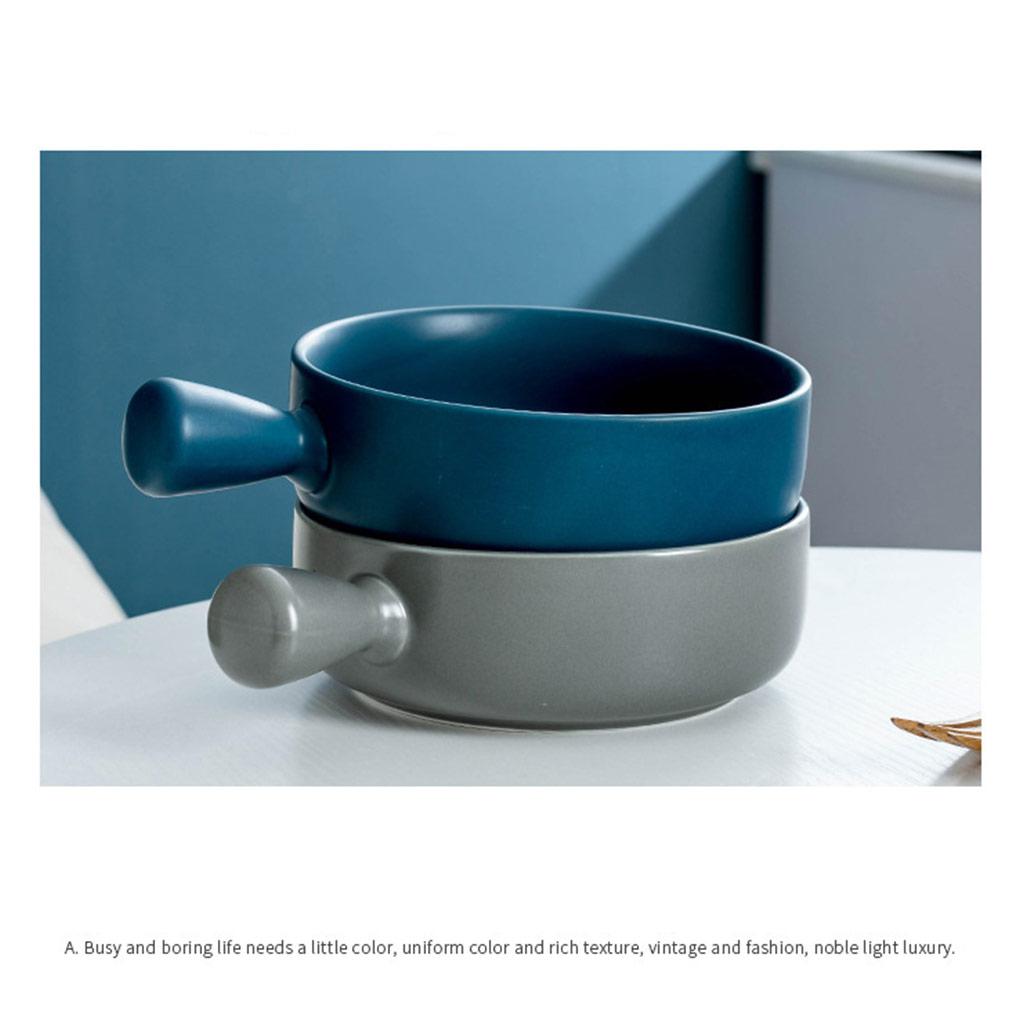 Keramik Salatschüssel mit Griff Einfarbig Entzückend Waschbar Niedlich Zuhause Frühstück Abendessen Suppe Obstschüsseln Geschirr