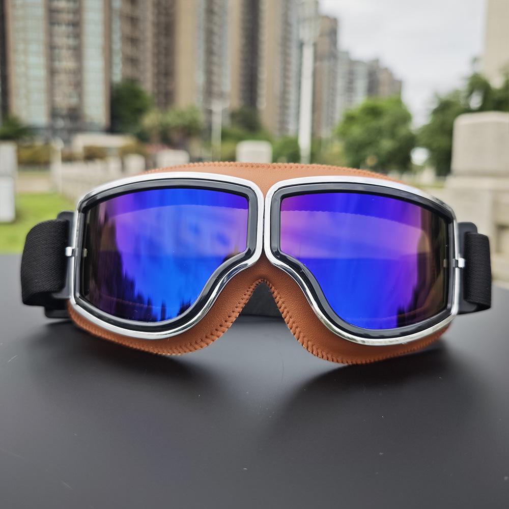 Winddichte Retro-Harley-Fahrbrille mit HD-Spiegelgläsern