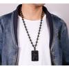 Natural Obsidian Guan Yu Pendant Necklace Men Hand-Carved Black Stone Amulet With Dragon Motif Chinese Cultural Style