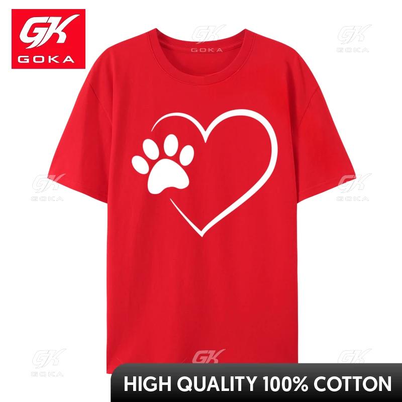 Dog Paw Heart Dog Lover for Dog Moms TShirt Cotton Fun Tees Shirt Unisexs Short Sleeves 3d Printing Plus Size S