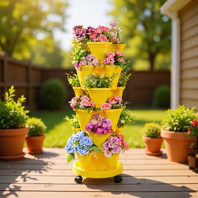Multi Tier Vertical Planter Boxes Large Deep Flowerpots Easy To Install And Move Green Wall Decoration for Indoor Outdoor Gardening Balcony