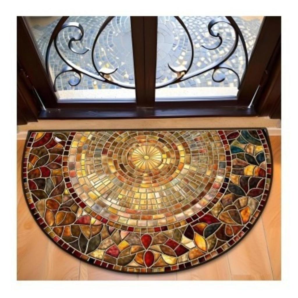 Half Round, Stone Patterned Floor Mat, Thick, Soft, Suede, Suitable for Porch and Living Room Decoration, Machine Washable, Anti Slip, Wear-resistant