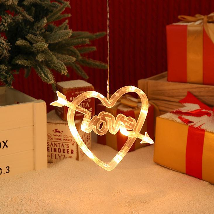 LED Christmas Decoration Suction Cup Lights: Tree, Bell, Snowman, Reindeer, Snowflake, Star, Heart Lantern.