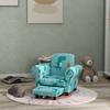 2 Piece Kids Sofa Set with Dinosaur Design, Wooden Frame, for 1.5-3 Years Old, Blue