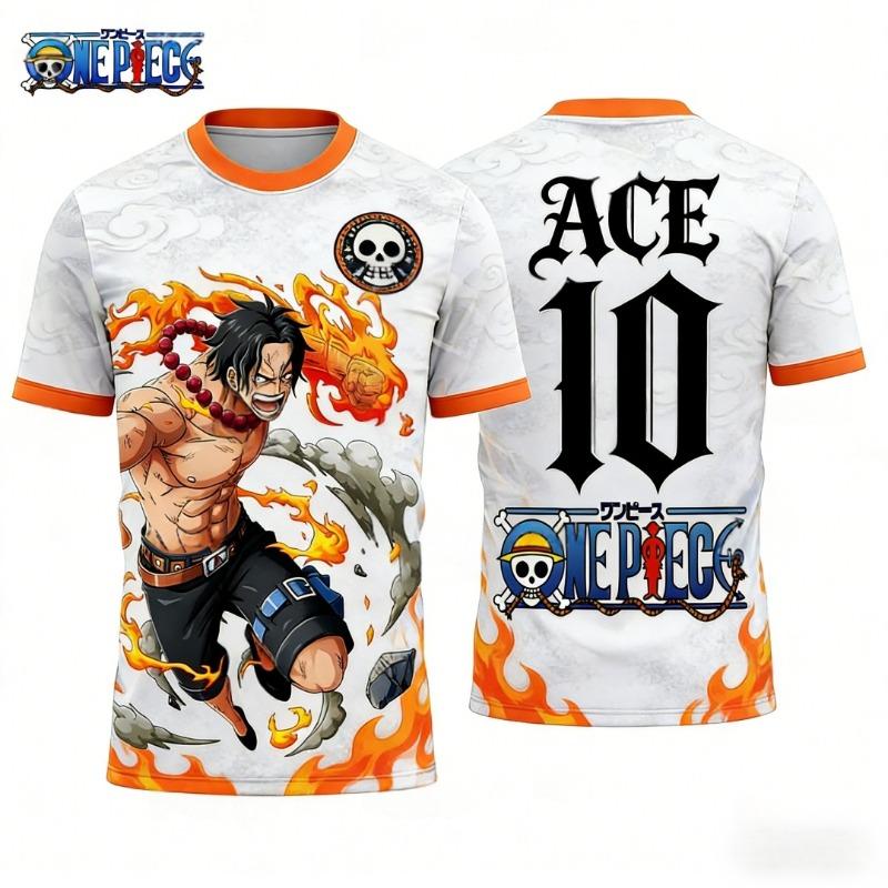 Japan Anime Fire Fist Ace One Piece TShirt Quick Dry Football Jersey Sports Kid Clothing Adult Children's Parent Child T shirts