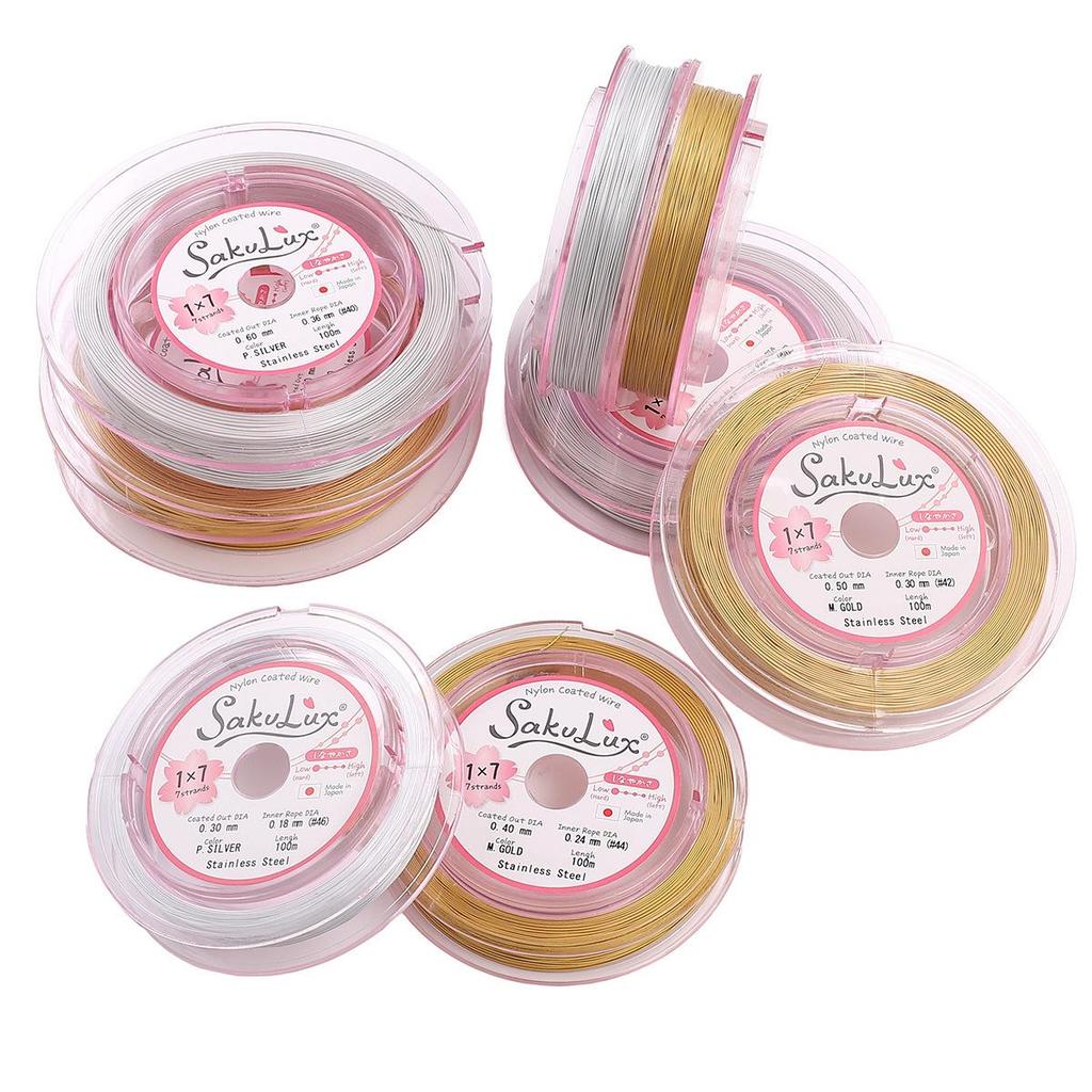 Pearl Gold Silk Wire Jewelry: Bracelet, Earrings, Necklace - Soft Steel Wire for DIY Beading and Accessories.