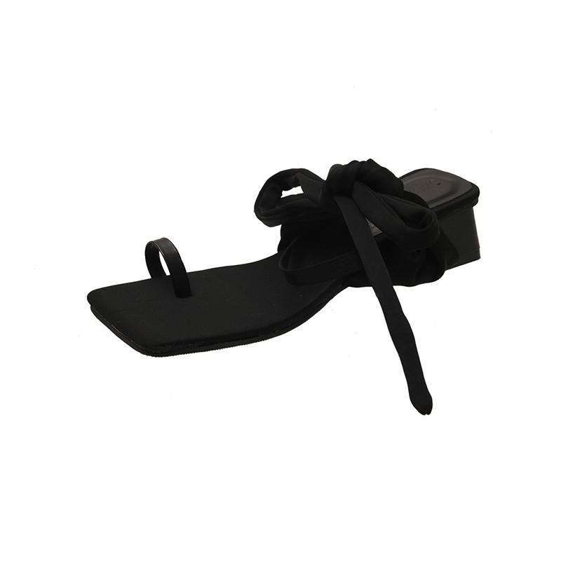 Fashion French Beautiful Toe Strap Sandals Women's Summer Outing New Temperament Square Toe Glove Toe Non-slip Roman Shoes