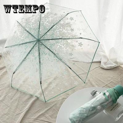 Cartoon Transparent Umbrella Folding Open and Close Umbrella Student Small Fresh Cute Thickening