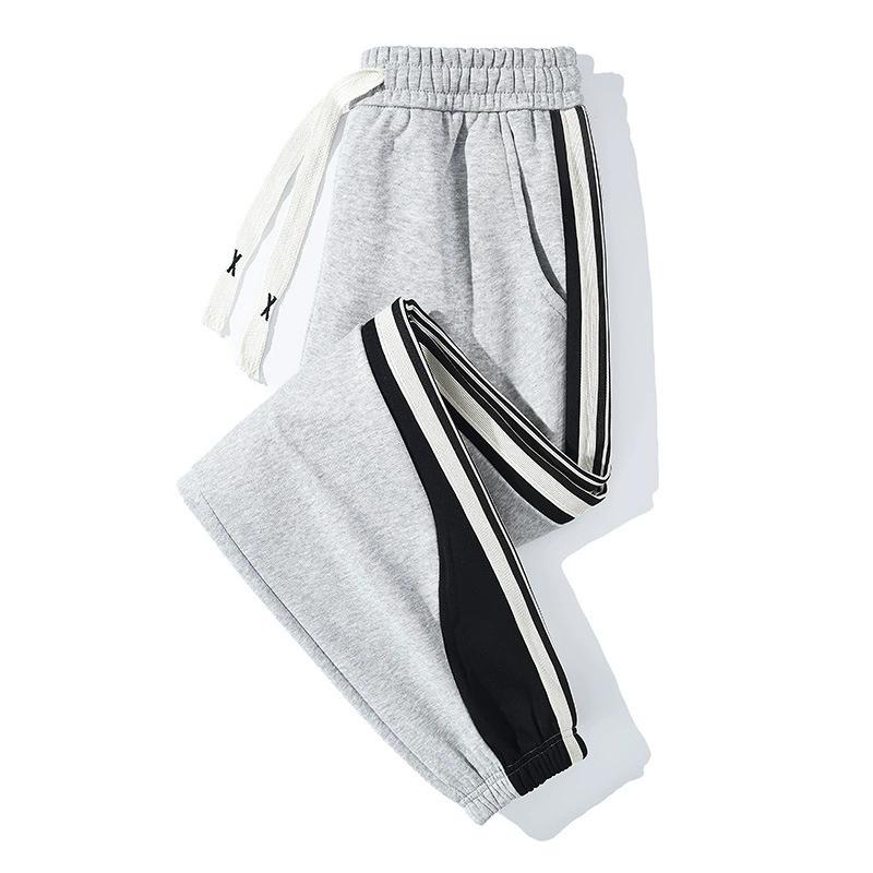 

Повседневные брюки из плотной фланели для мужчин, повседневные спортивные брюки, свободные манжеты на щиколотках и плотная фланель XXXXXL серый