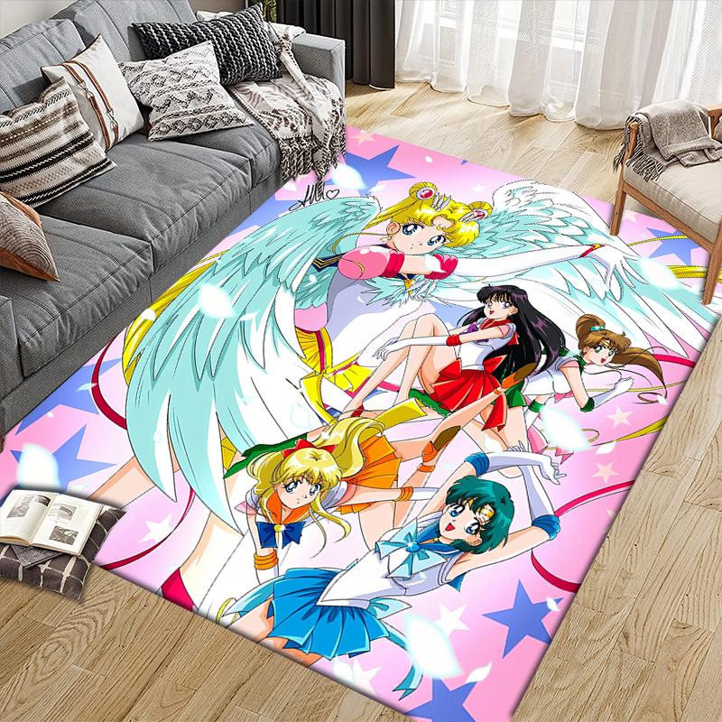 Sailor Moon Healing Illustration Area Rug, Sailor Moon Fan Cozy Carpet, Great Gift.chl