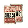 [No Trespassing UFO Decor Sign] [Popular Choice] Area 51 No Trespassing - Vintage UFO Sci-Fi Metal Sign Decor for Home, Bar