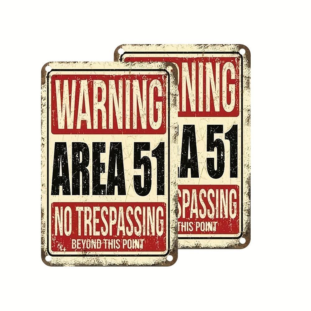 [No Trespassing UFO Decor Sign] [Popular Choice] Area 51 No Trespassing - Vintage UFO Sci-Fi Metal Sign Decor for Home, Bar