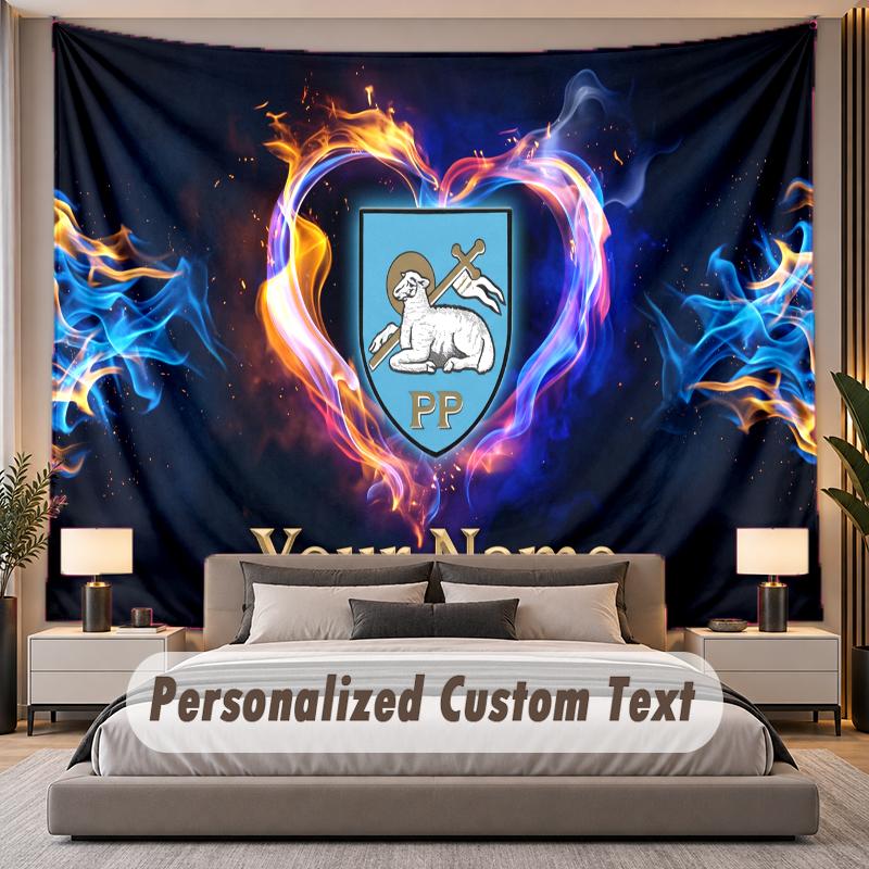 Custom Name Text Tapestry Preston North End Personalized Polyester Wall Tapestry For Bedroom And Room