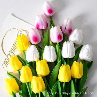 Mini PU Tulip Artificial Flower for Home Decoration and Photography Props