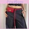 Vintage Red Pu Leather Waist Belt With Automatic Buckle For Women Dress Jeans Accessory