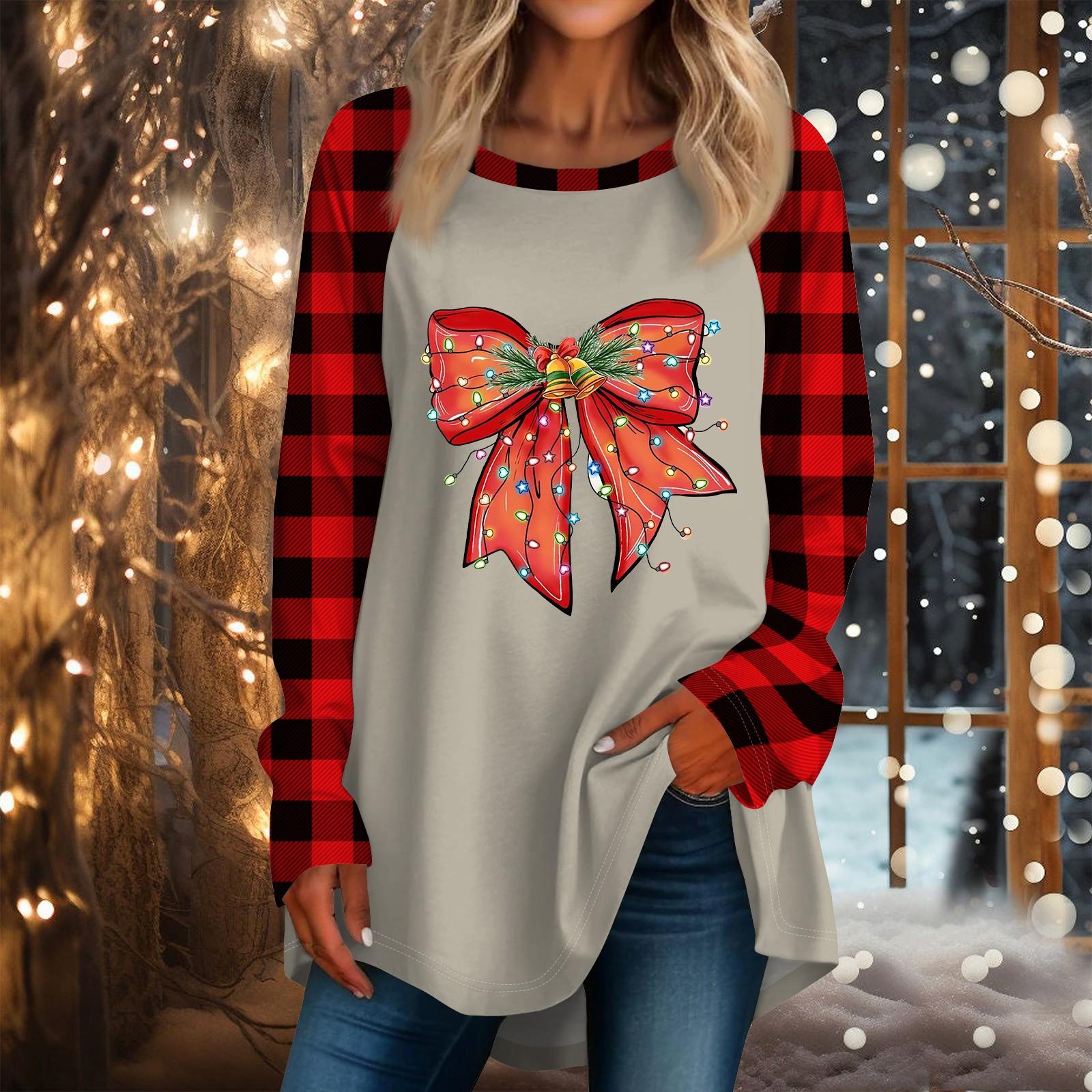 Женская повседневная футболка больших размеров с длинными рукавами и круглым вырезом — фото 4