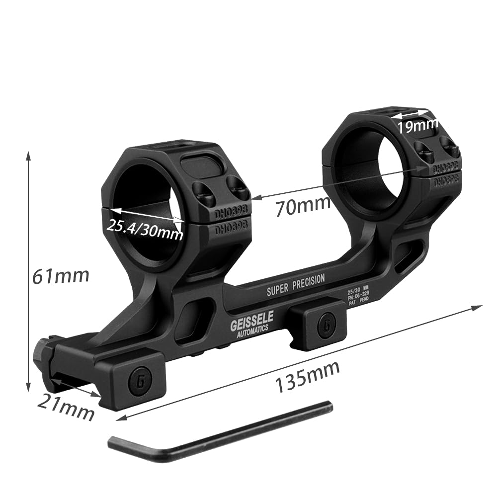 ProWildGear GEISSELE Type Ring Scope Mount Integrated Optical Sight Mount 20mm Rail Picatinny 30/ 25.4mm (1.54/Black) [Item]
