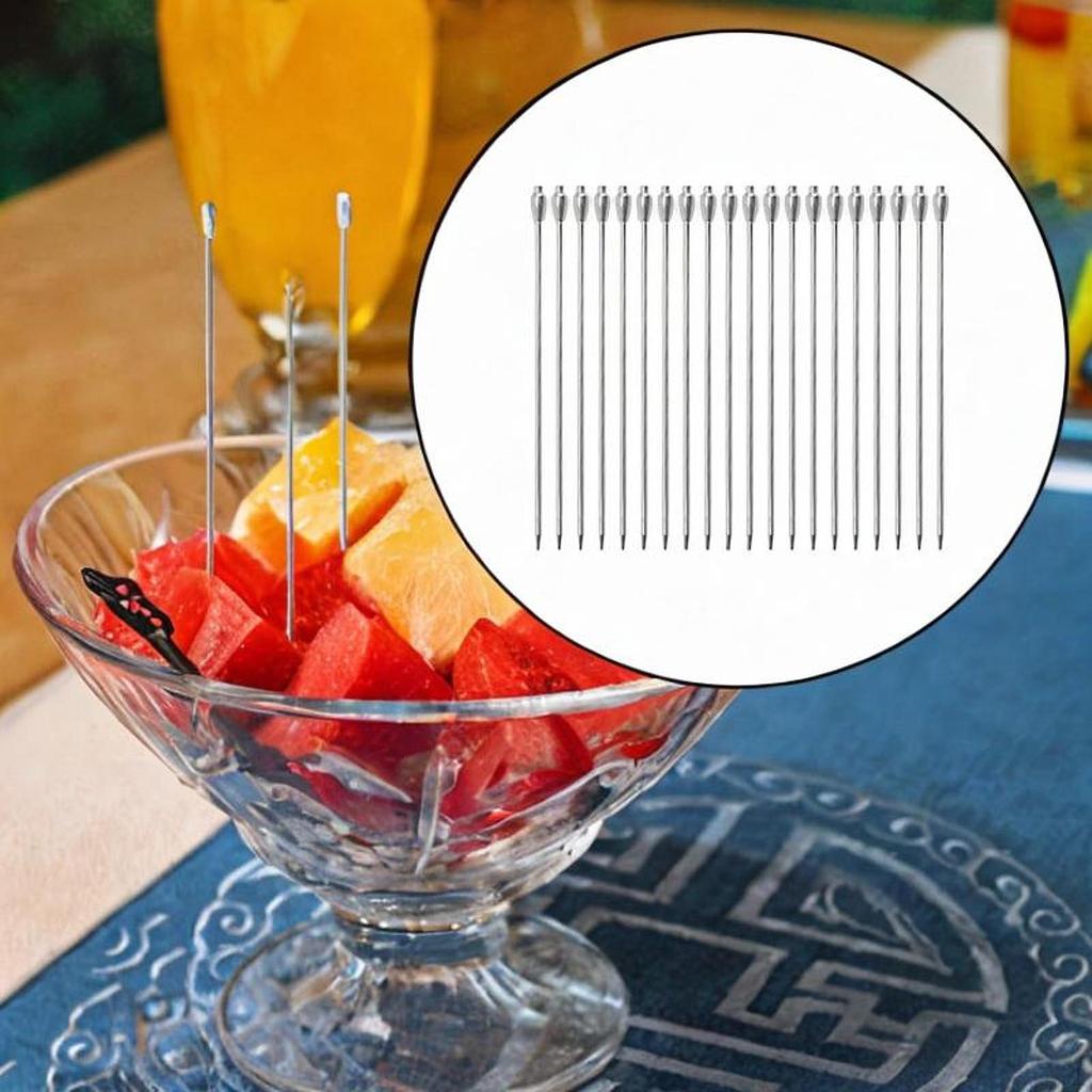 20 Pieces Cocktail Picks Fruit Skewers Creative Stainless Steel Sticks for Dessert