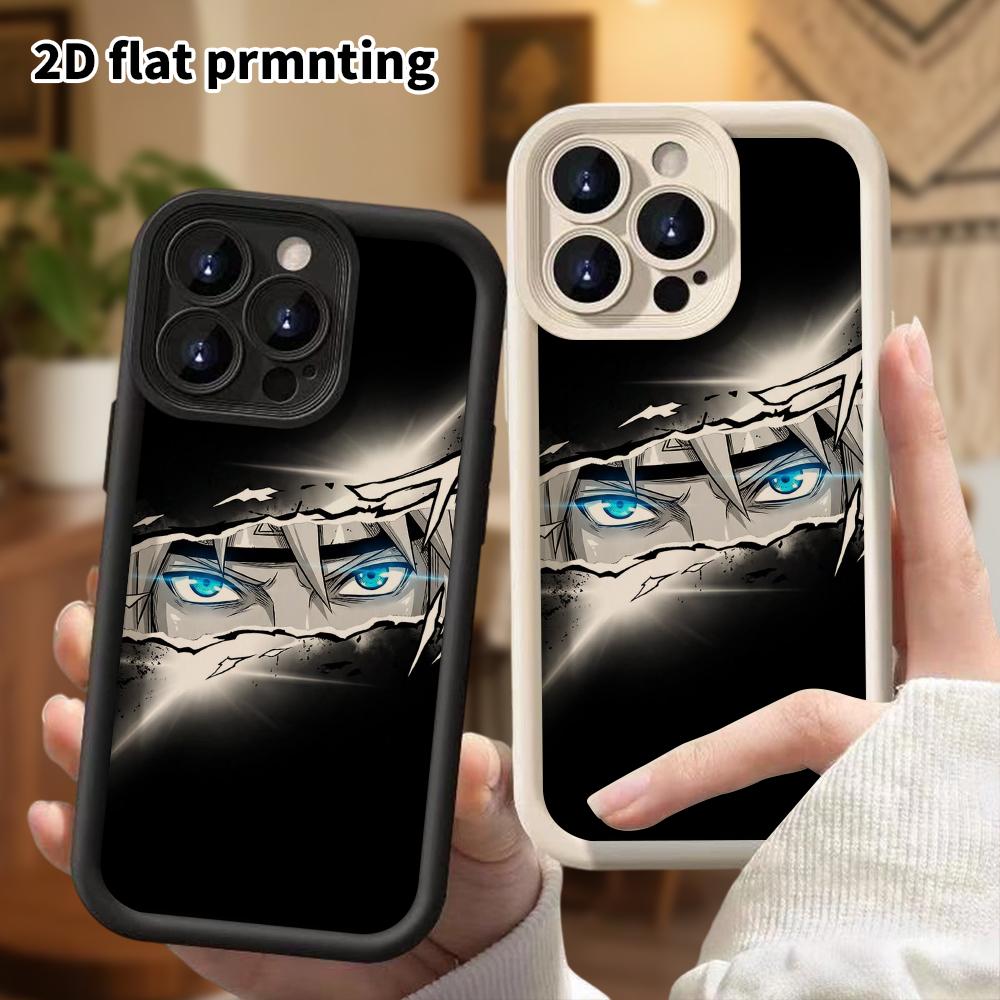 Phone Case: 2D flat, suitable for iPhone 18, 17, 16, 15, 14, 13, 12Pro protective case, blue eyes, perfect Christmas and Halloween holiday gift