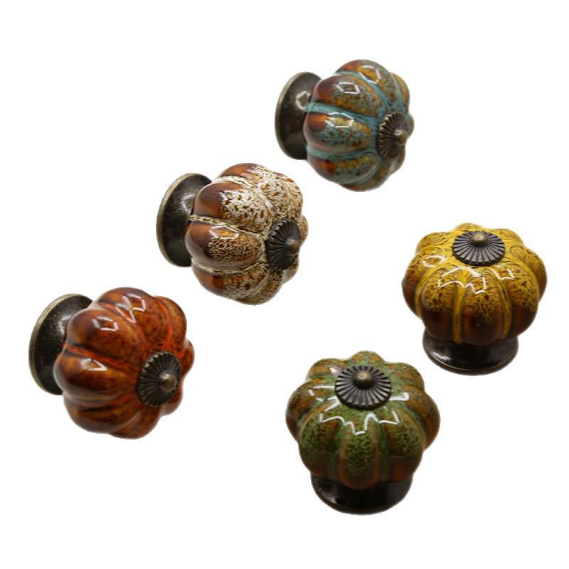 Antique Leopard Print Pumpkin Handle - Zinc Alloy & Ceramic Drawer/Cabinet Pull