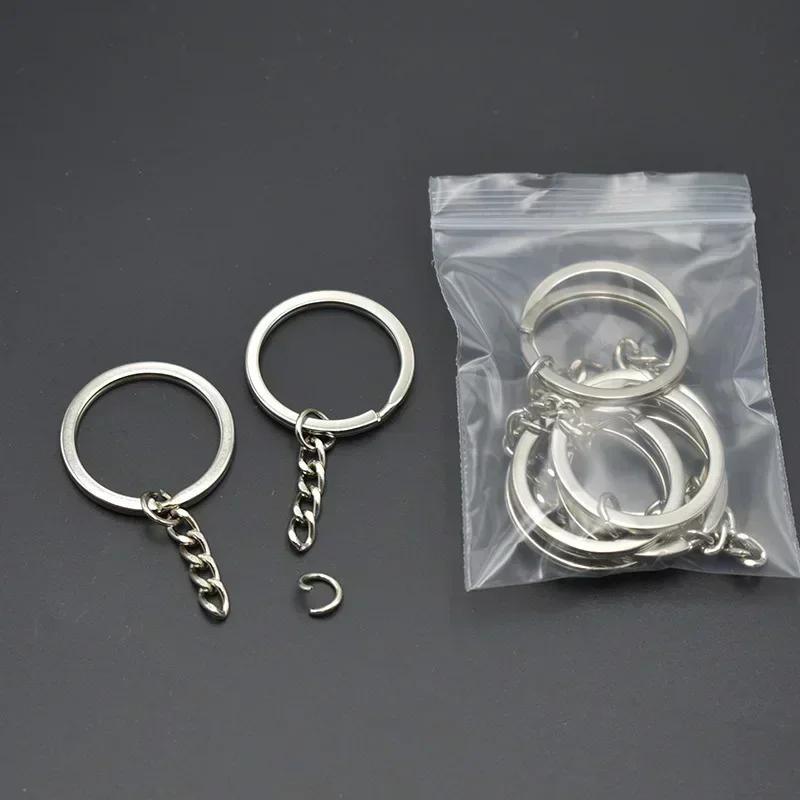 50/500pcs Metal Blank Keyring Keychain Split Rings Keyfob Key Rings Lobster Clasp Key Chain Key Pendant Stainless Steel Rings