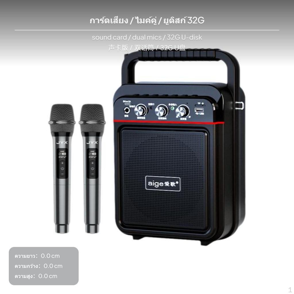 2 Wireless Microphones Portable Karaoke Speaker, Bluetooth PA System, Sound Card Standard