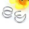2Pcs/1 Pair Stainless Steel Fake Cartilage Ear Nose Lip Cuff Clip On Earrings Gift