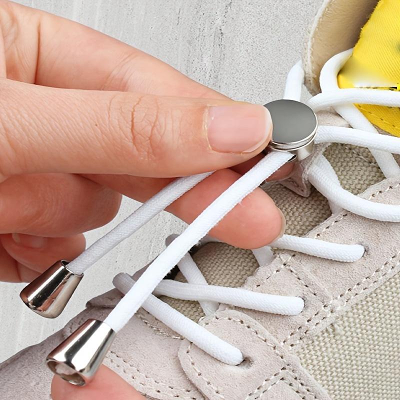 1 Pair of Durable Metal Round Elastic No-Tie Shoelaces, High Elasticity for Easy Wear & Removal, Adjustable Fit for Boots, Shoe Accessories