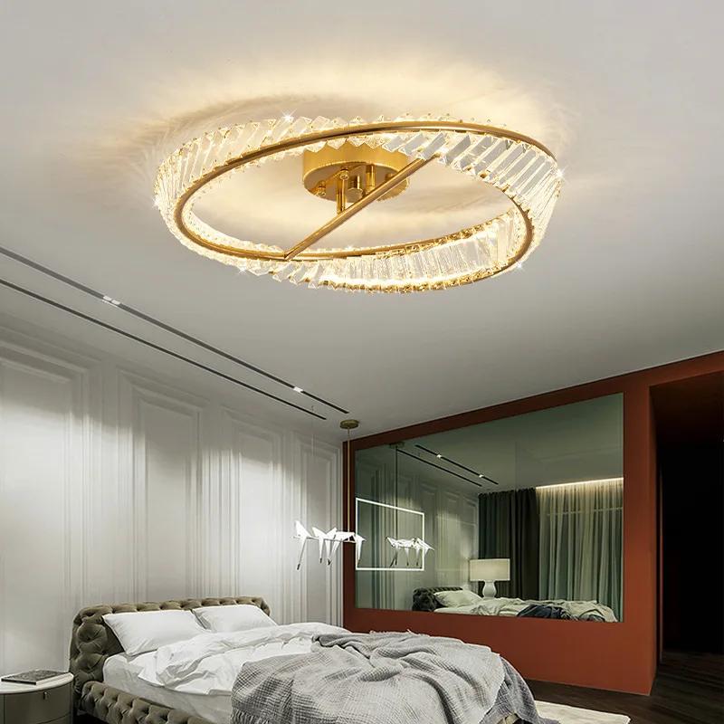 Strip Ceiling Light Crystal Rings Ceiling Lamp 3 Color Temperatures In One Gold Lighting Fixture Indoor Diamond Luster