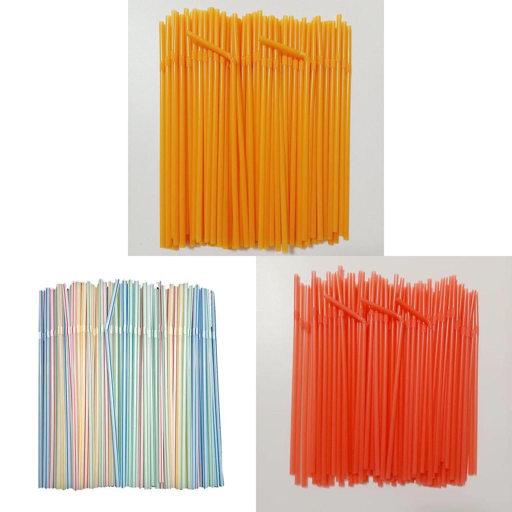 Food Grade Colored Flexible Plastic Drinking Straws For Juice And Milk Tea 100 Pack