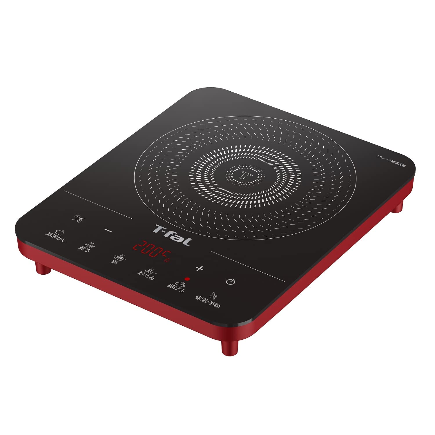 

T-fal IH2025JP Настільна індукційна плита, 1400 Вт, Сенсорна панель, 6 програм приготування, Повністю пласка IH Регальне червоне