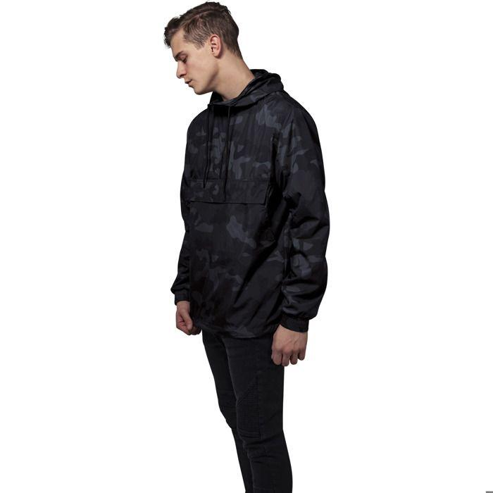 Coupe-vent - URBAN CLASSICS - Pull-over - Noir - Élastique - Capuche Avec Cordon De Serrage