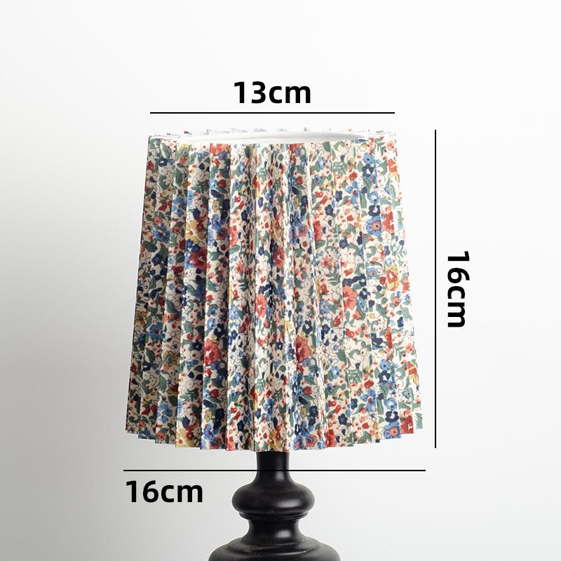 Retro Linen Fabric Floral Pattern Lampshades Pastoral Style Pleated Table Lampshade Bedroom Hotel Bedside Floor Lamp Cover