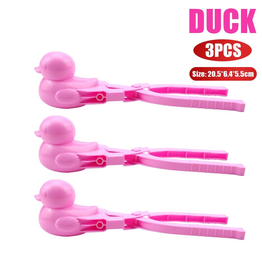 5Pcs Duck Shaped Snowball Maker Clip Children Outdoor Plastic Winter Snow Sand Making Mould Tool for Kids Fight Fun Sports Toys