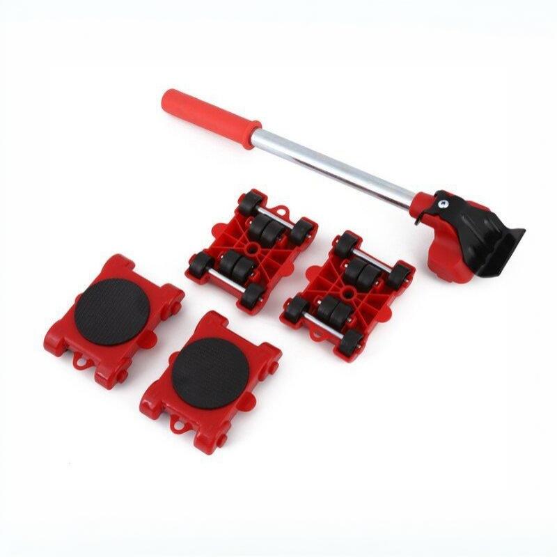 5 In 1 Furniture Moving Set Labor Saving Lifting Pry Bar With 360 Degree Rotating Casters For Heavy Cabinet Refrigerator Home