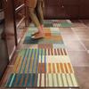 PVC Kitchen Carpet Waterproof Leather Floor Mat Oil-proof Non-slip Long Foot Mats Color Stripes Ethnic Style Home Decoration Rug