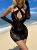 Transparent Seductive Women'S Sexy Fishnet Hollow See Through Bodycon Hip Dress Fashion Night Club Party Wear Erotic Mesh Skirt