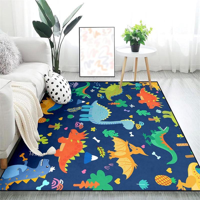 Cartoon Dinosaurs Area Rugs for Kids Lovely Animal Pattern Carpet Dinosaur Rug for Bedroom Living Dinning Room Bedroom Floor Mat