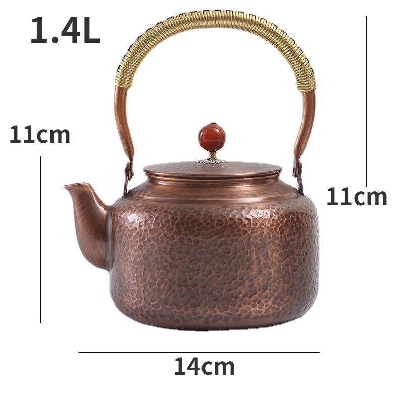 Purple Copper Teapot Hand Pounded Chinese Style Boiling Tea Boiling Water Kettle Vintage Lifting Beam Kung Fu Tea Set
