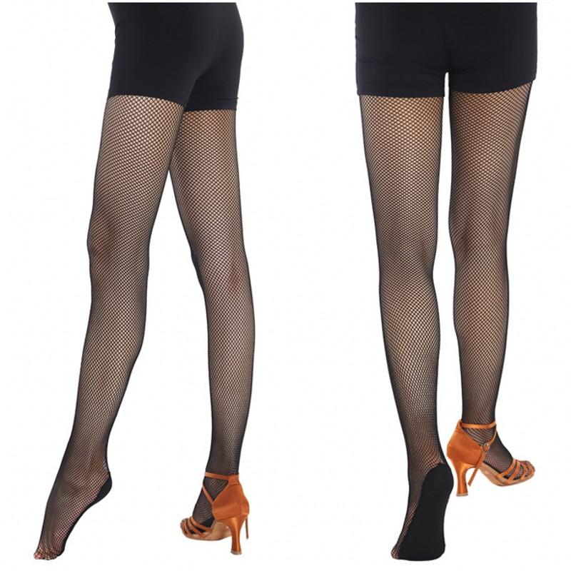 Hollow Out Breathable Mesh Hosiery Party Dance Plus Size Stockings Latin Club Performance Costumses Foot Anti-slip Pantyhose