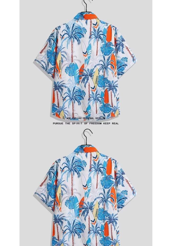 Trendy Summer Short-Sleeved Shirt & Shorts Set - Versatile, Stylish Two-Piece