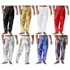 Mens Shiny Sport Pants Metallic High Waist Elastic Waist Loose Fit Modern Dance Pants Performance Wear