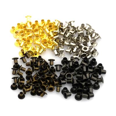 Lot de 100 œillets ronds en laiton sans rondelle, 1,5 mm/2 mm/2,5 mm, pour maroquinerie, chaussures, sacs, vêtements, ceintures, chapeaux