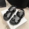 Cross-border foreign trade large size Velcro sandals women's 2024 summer new one-word buckle belt casual wear Roman sandals