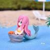 Plastic Cartoon Mermaid Figurine Shell Hair Yellow Pink Red Crafted Aquarium Ornament