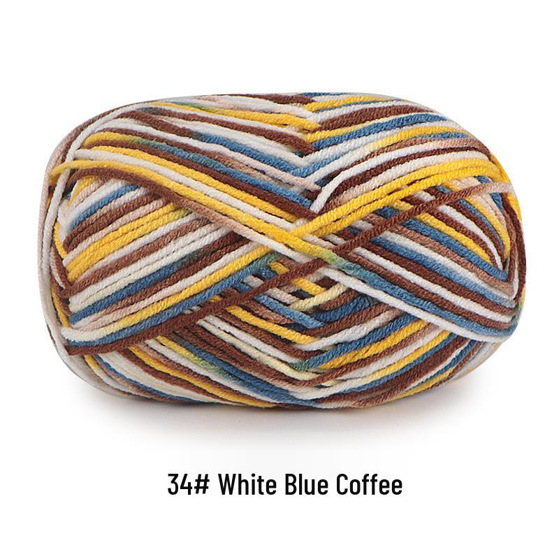 Aou Ou 5-Strand Variegated Milk Cotton Yarn Ball, Floral Medium-Thick, for Baby Scarves and Slippers.