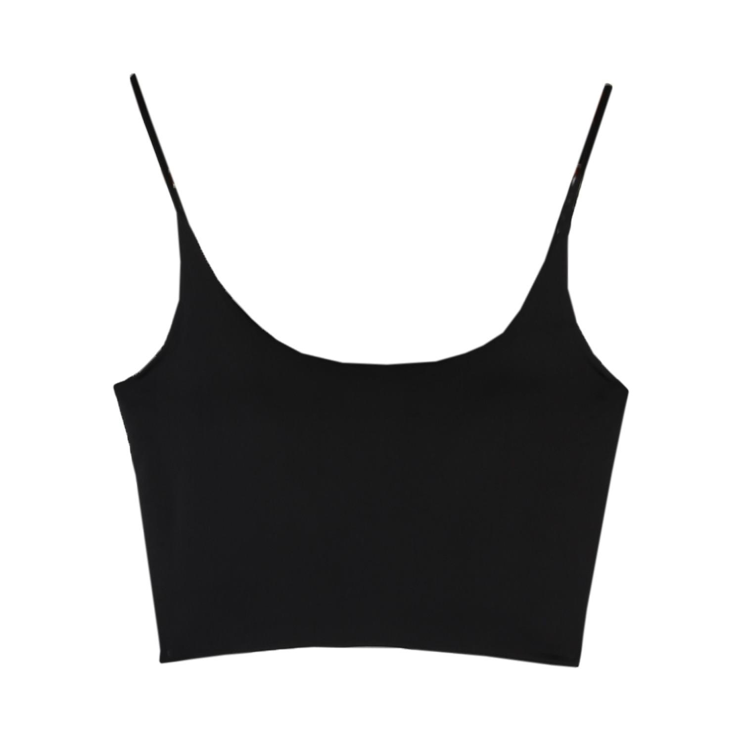 

Ice Silk Halter Small Tank Top Women Summer Free Bra with Sexy Breast Pads White Spice Short Wear Top One size