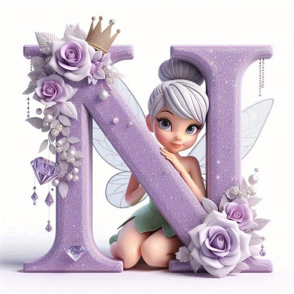 Disney Kreskówkowa Malowanie Diamentami Dzwoneczek Księżniczka 26 Liter Obrazki z Dżetów Mozaika Diamentowa Motyl Zestawy Rękodzieła Sztuka Ścienna