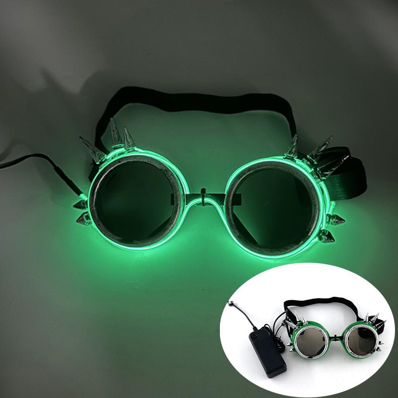 LED Steampunk Glasses Bar Fluorescent Party Halloween Christmas Holiday Rave Neon Music Glow Steampunk Sunglasses Y2k Decor