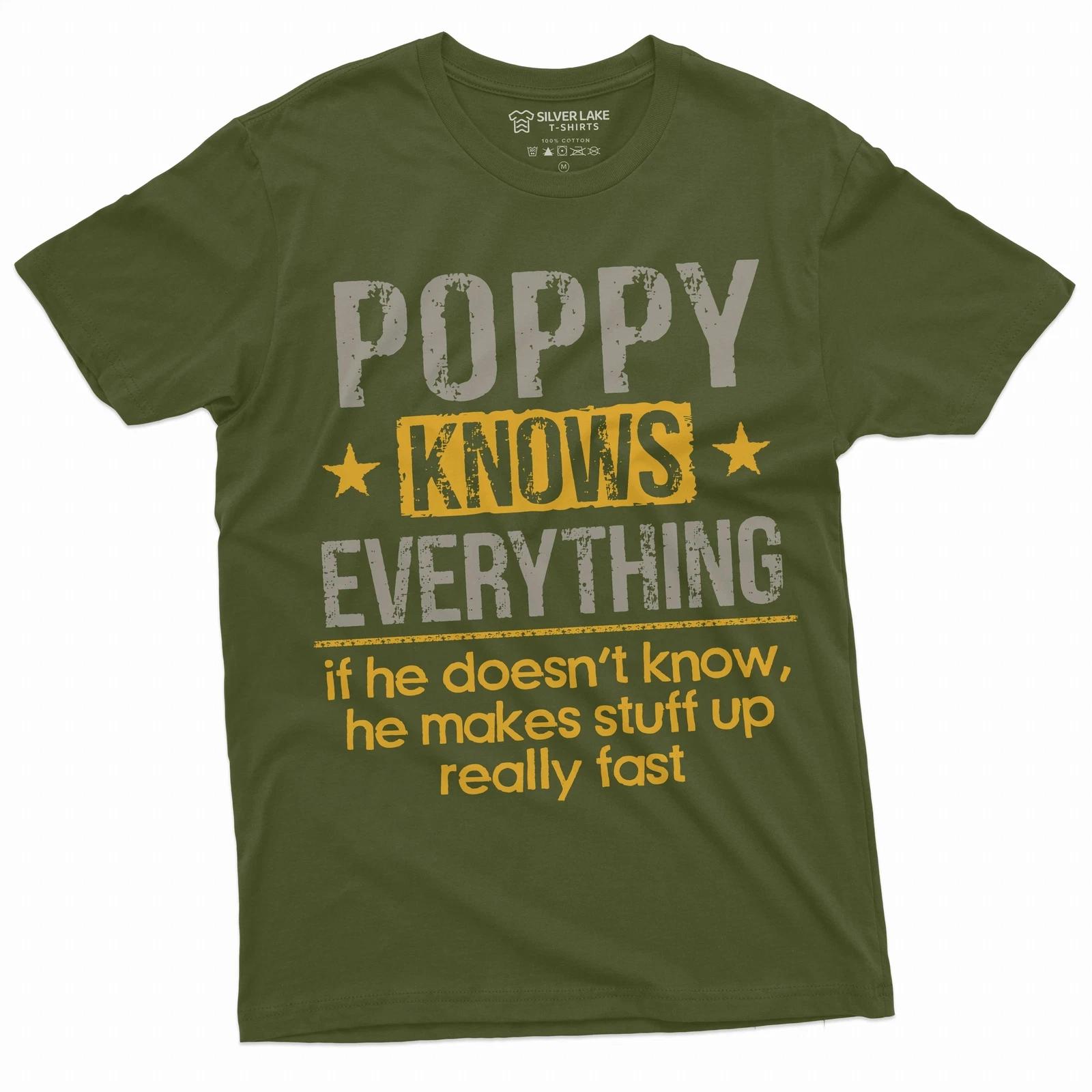 Men s Poppy shirt Grandpa Pops papa Poppy Knows Everything Birthday Shirt XXL